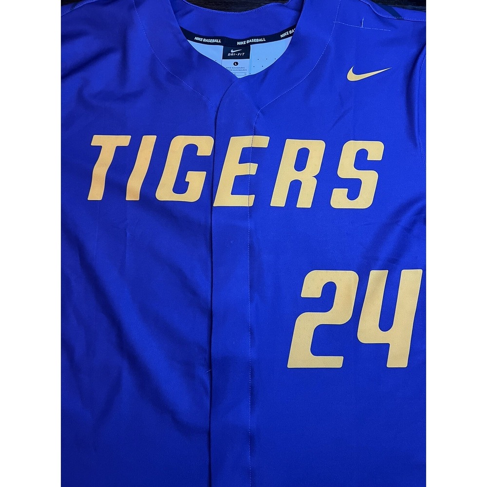 LSU Tigers Baseball Jersey Nike Dry Fit Large NWT Purple Yellow SEC‎ NCAA - Picture 6 of 8